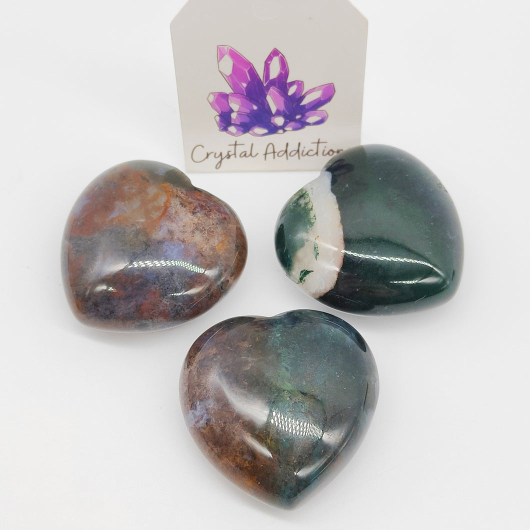 Moss Agate Medium Hearts