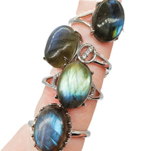 Load image into Gallery viewer, Labradorite Adjustable Silver Ring # 162
