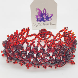 Garnet Beaded Wide Bracelet