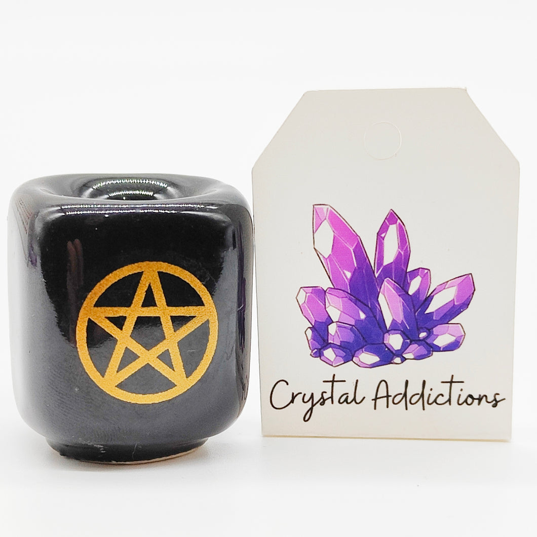 Ceramic Pentacle Wish and Spell Candle Holders