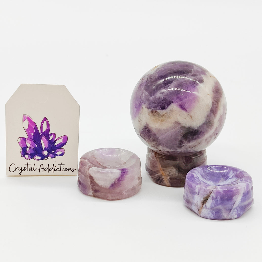 Chevron Amethyst Small Sphere  Stand