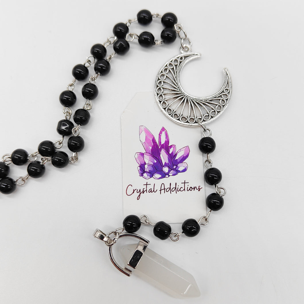 Clear Quartz D/T Moon Necklace