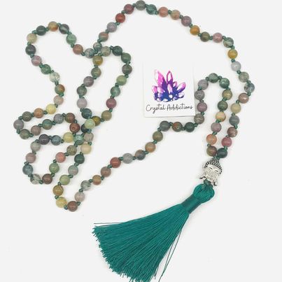 Indian Agate Buddha Mala