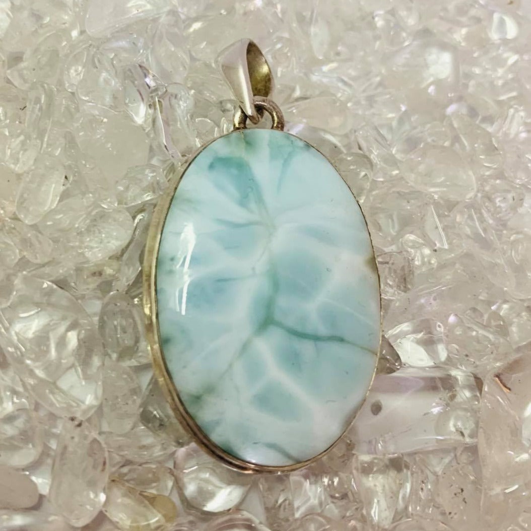 Larimar Oval Sterling Silver Pendant #189