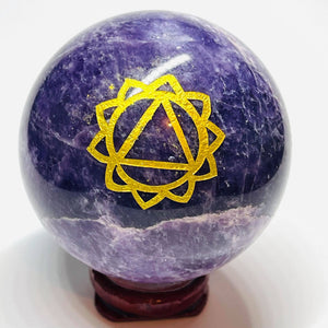 Lepidolite Engraved Sphere # 14