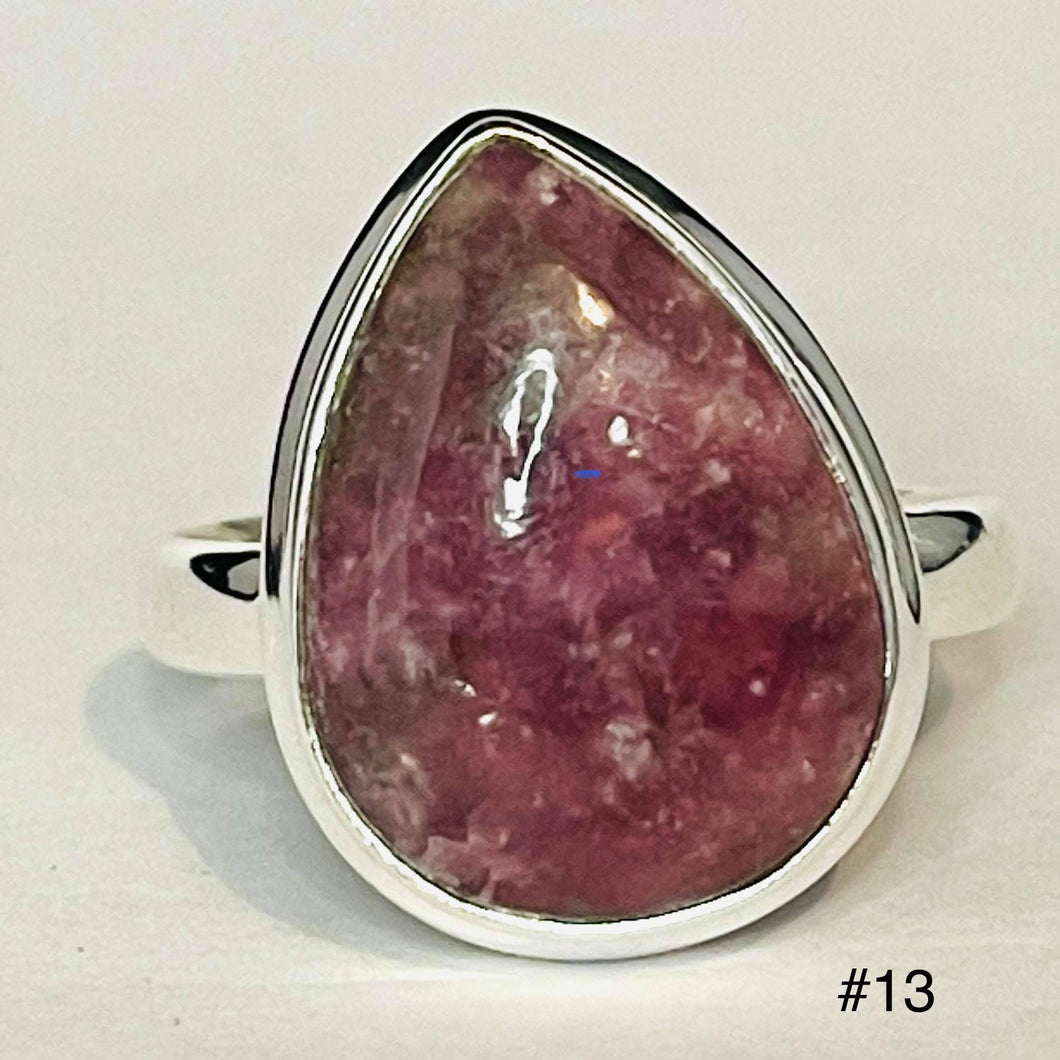 Lepidolite Teardrop Ring # 13