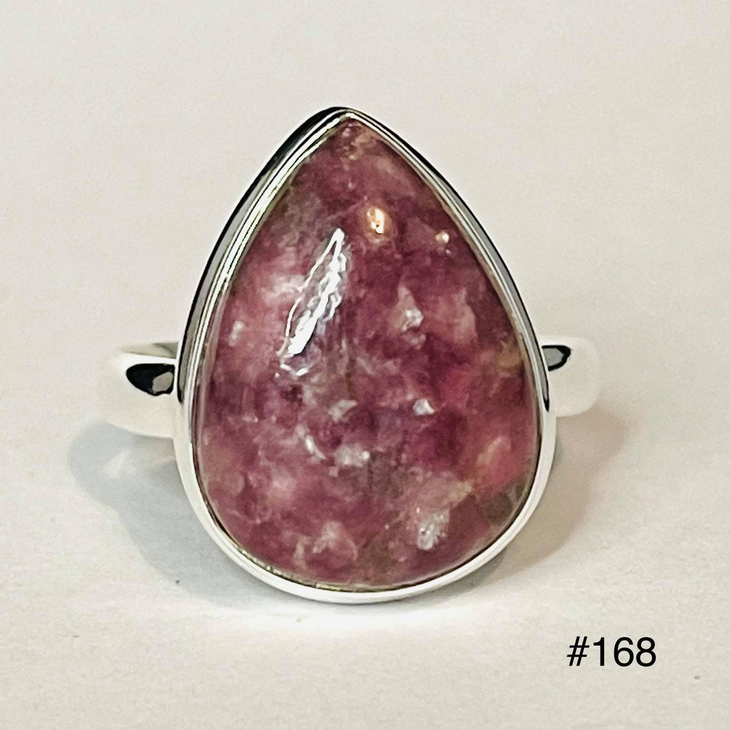 Lepidolite Teardrop Ring # 168