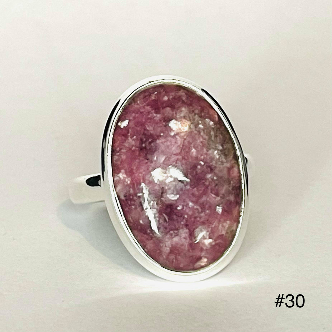 Lepidolite Oval Ring # 30