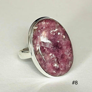 Lepidolite Oval Ring # 8