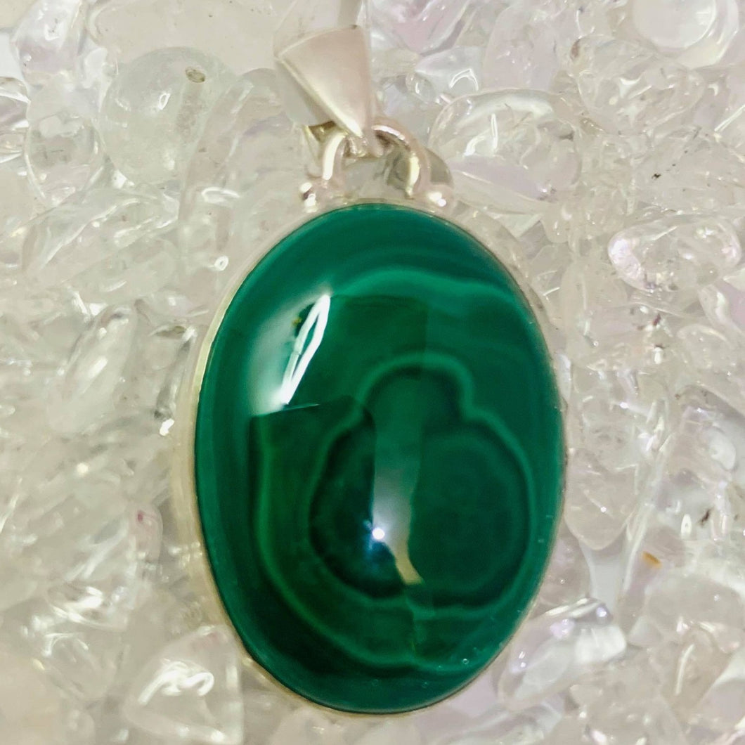 Malachite Sterling Silver Pendant #37