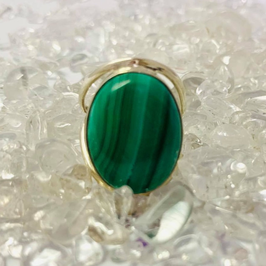 Malachite Sterling Silver Ring #48