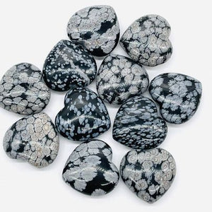 Snowflake Obsidian Medium Hearts