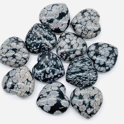 Snowflake Obsidian Medium Hearts