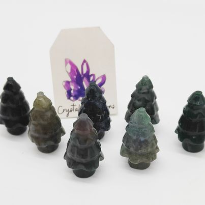 Moss Agate Mini Pine Trees