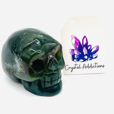 Moss Agate Skull # 168