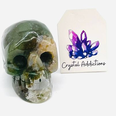 Moss Agate Skull # 174