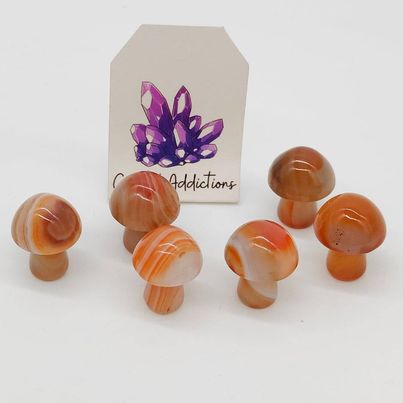 Orange Banded Agate Mini Mushrooms