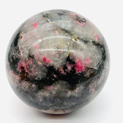 Pink Tourmaline + Black Tourmaline in Feldspar Sphere # 177