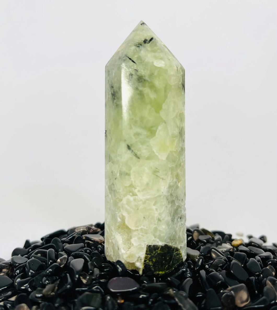 Prehnite with Black Tourmaline Point #174