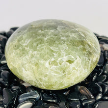 Load image into Gallery viewer, Prehnite with Black Tourmaline Palm Stone #127
