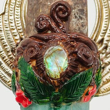 Load image into Gallery viewer, Purple &amp; Green Fluorite D/T Wand + Labradorite &amp; Abalone Shell # 138
