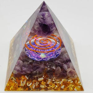 Chevron Amethyst Orgone Resin Pyramid # 135