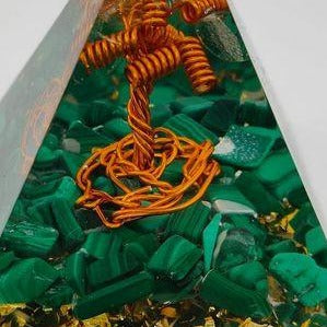 Malachite Orgone Resin Pyramid # 77