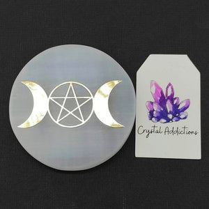 Selenite Charging Disk + Gold Symbols