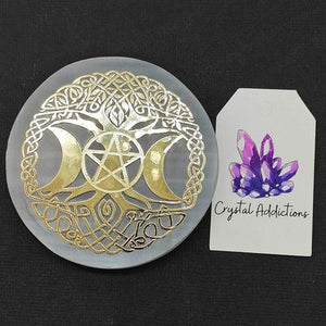 Selenite Charging Disk + Gold Symbols