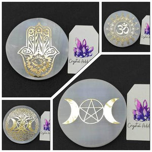 Selenite Charging Disk + Gold Symbols