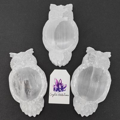 Selenite Owl Bowls