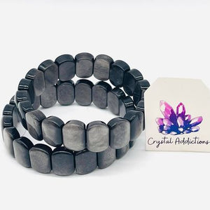 Silver Sheen Obsidian Flat Bracelet