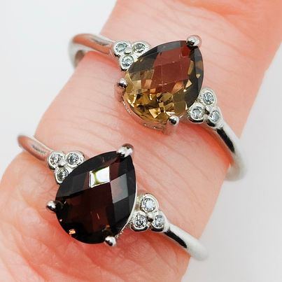 Smoky Quartz Adjustable Pear Ring