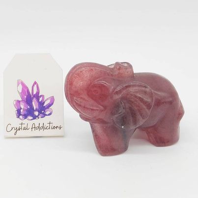 Strawberry Quartz Elephant # 73