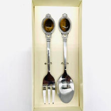 Load image into Gallery viewer, Tiger Eye Spoon &amp; Fork Gift Set
