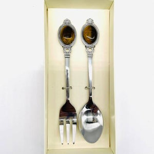 Tiger Eye Spoon & Fork Gift Set