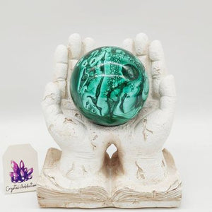 White Resin Prayer Hand Sphere Stand