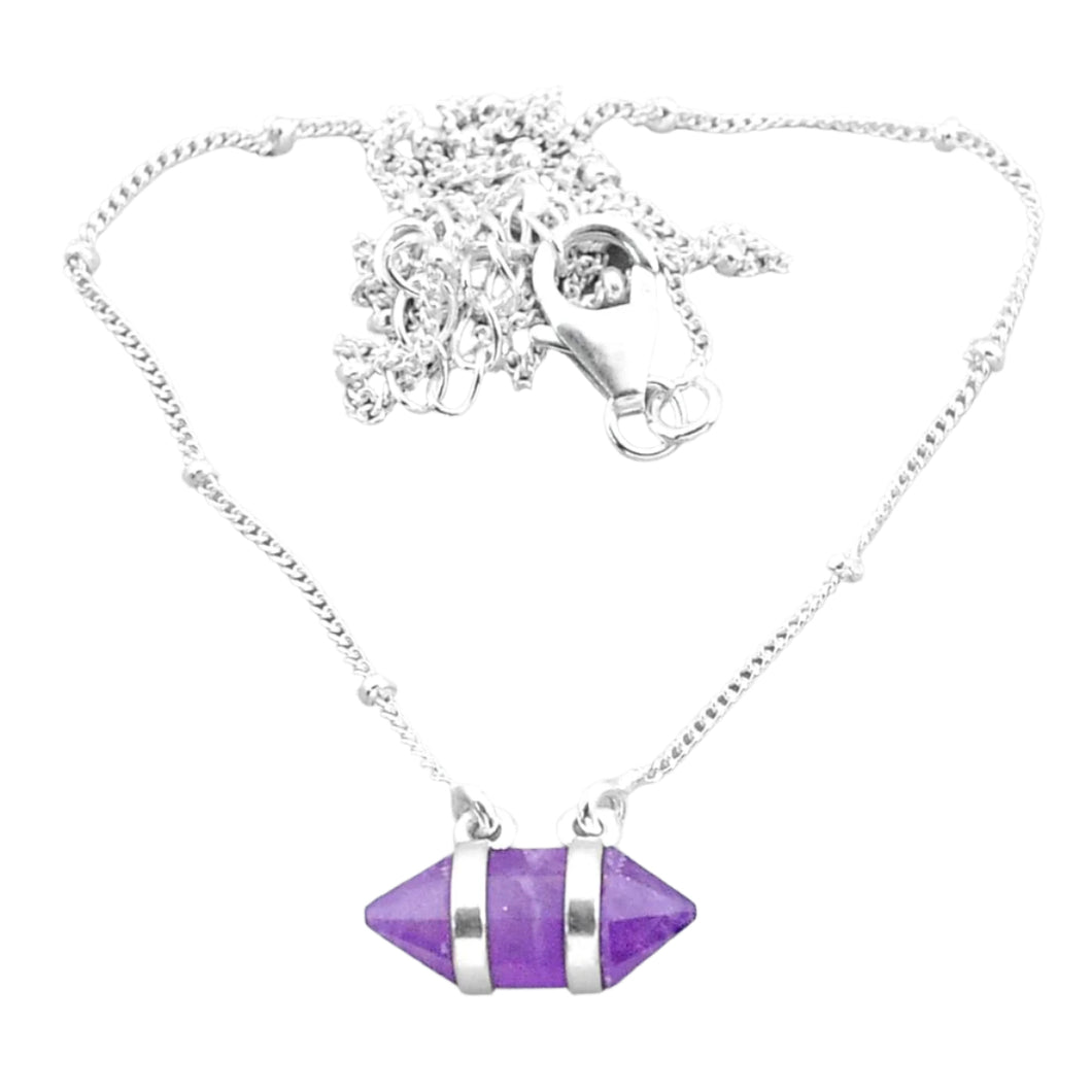 Amethyst Healing D/T Silver Necklace # 145