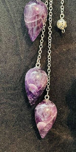 Long Silver Pendulums Chevron Amethyst