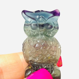 Rainbow Fluorite Owl P.I # 132