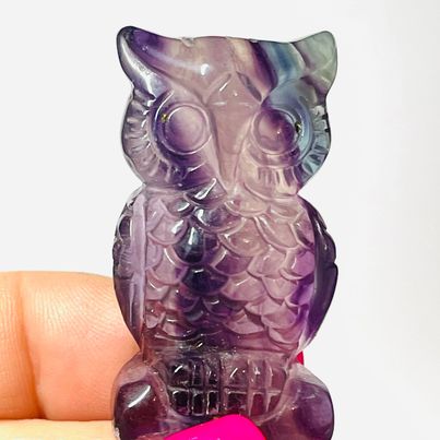 Rainbow Fluorite Owl P.I # 24