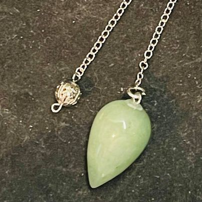 Long Silver Pendulums Green Aventurine