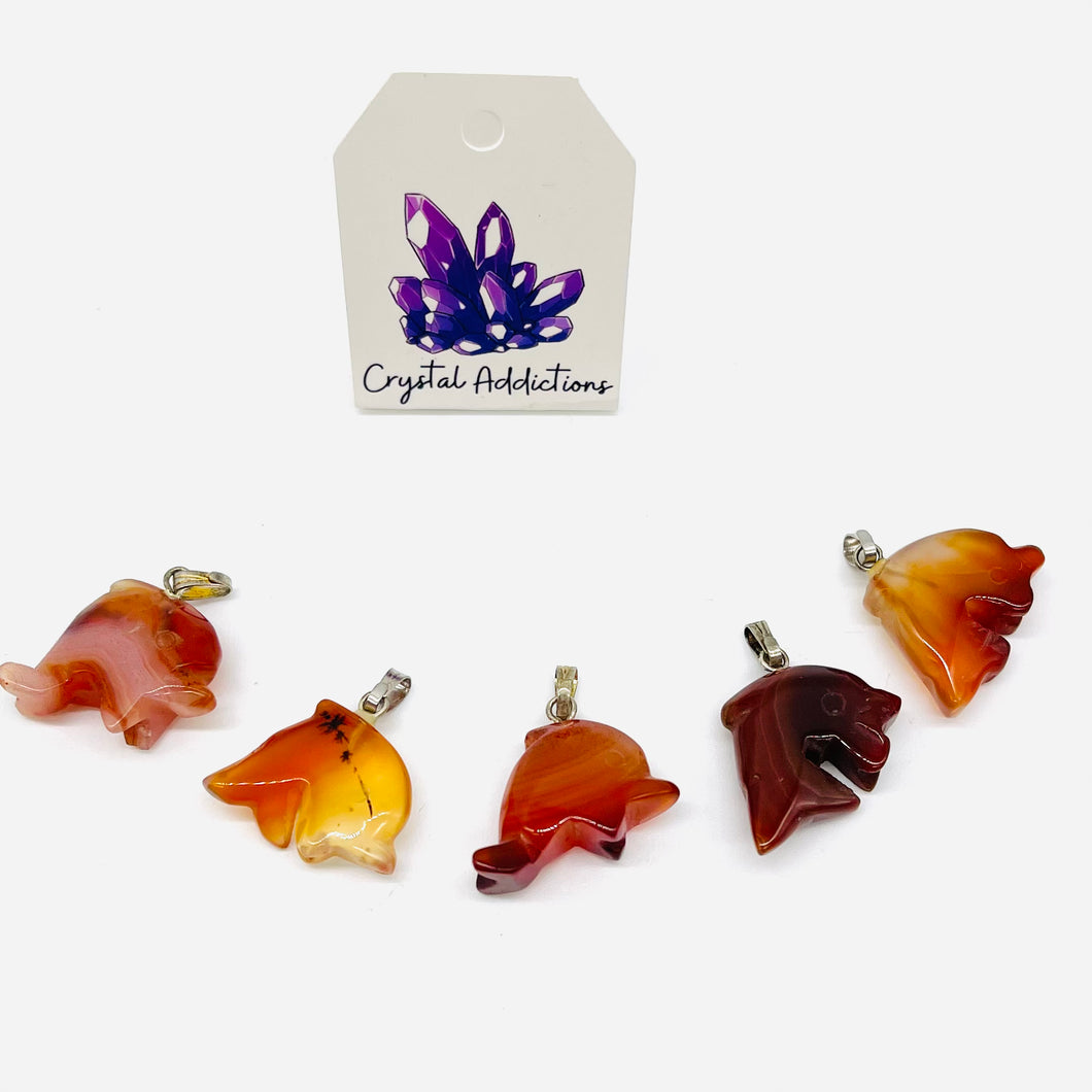 Carnelian Dolphin Pendants