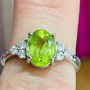 Peridot Adjustable Silver Ring