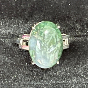 Moss Agate Adjustable Silver Ring