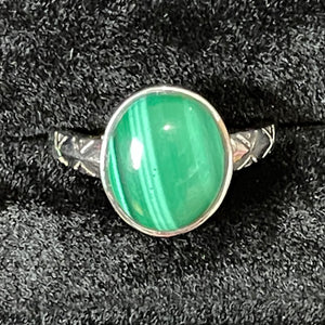 Malachite Adjustable Silver Ring