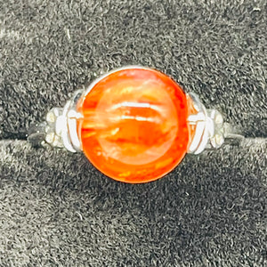 Fire Quartz Spinning Meditation Adjustable Silver Ring