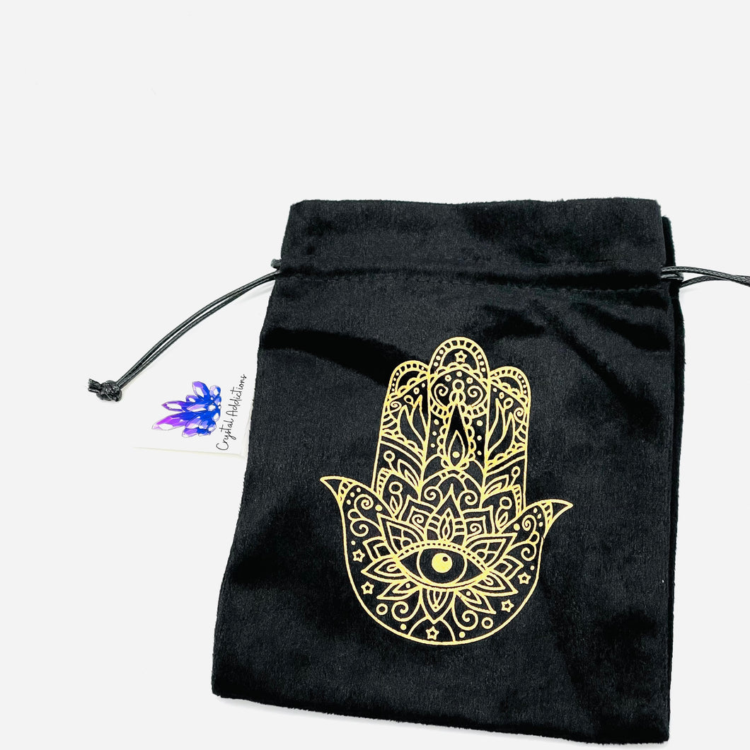 Velvet Gold Hamsa Hand Tarot Card Bag