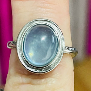 Aquamarine Adjustable Silver Ring