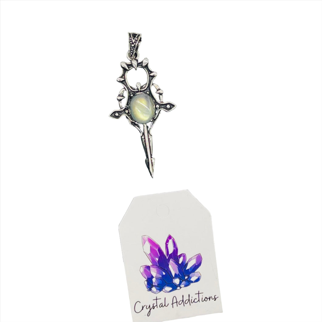 Labradorite Silver Sword Pendant